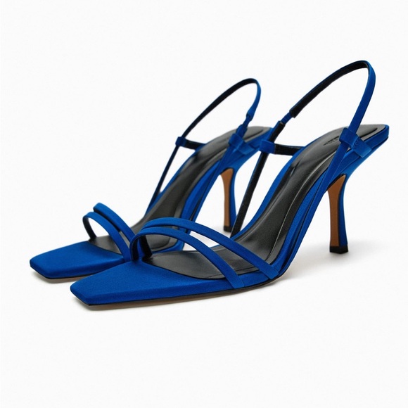 Zara Shoes - Zara Royal Blue Strappy Slingback Heels